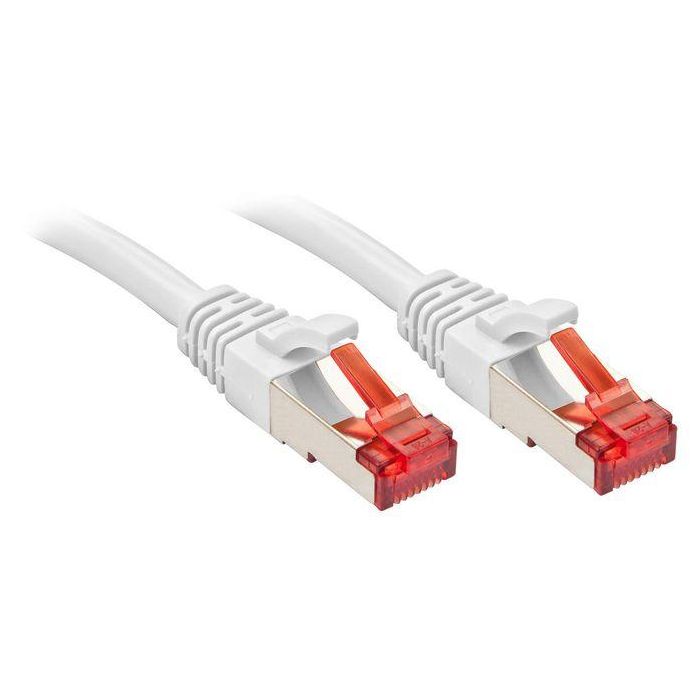 Lindy Cable de Red Cat.6 S/FTP PIMF RJ45 Blanco 0.5m - Conector Sin Enganche, Pines Oro