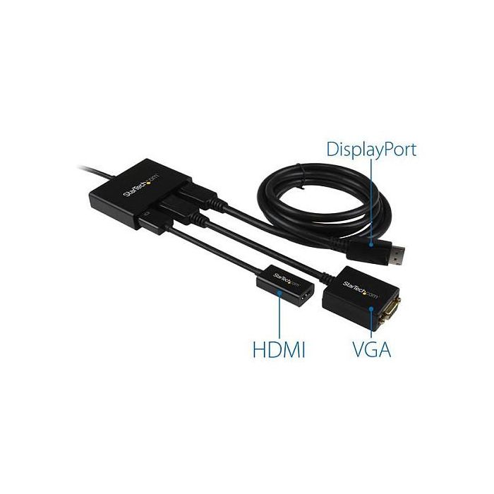 StarTech 3-PORT DisplayPort 1.2 MST Hub Divisor de 3 Monitores DP a 2x DisplayPort 4K 30Hz 1x DisplayPort 1080 Alimentado por USB Windows Solo Negro 1