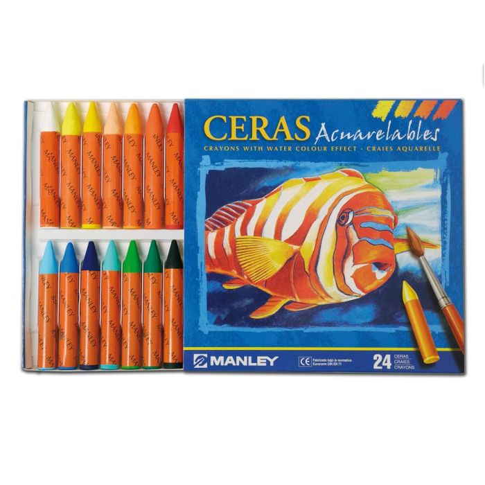 Lapices Cera Manley Acuarelable Caja De 24 Unidades Colores Surtidos 1