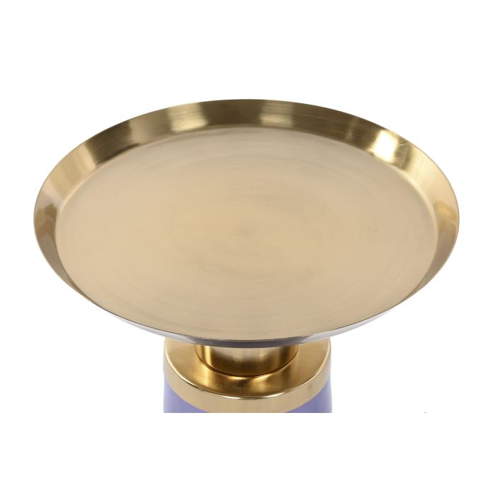 DKD Home Decor Mesita Auxiliar Moderno Azul Dorado Hierro Cristal 37 x 50 x 37 cm 1