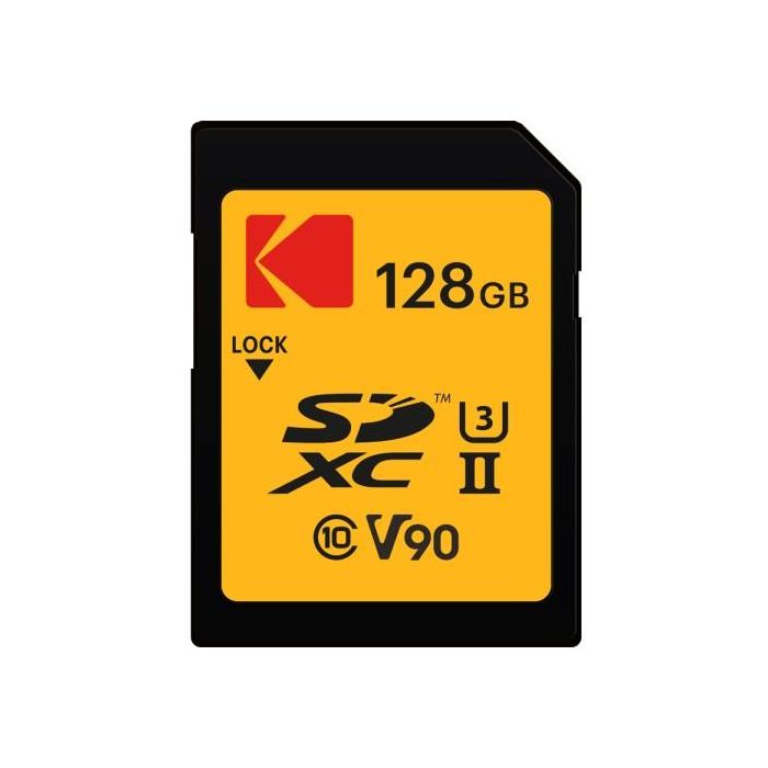 Kodak EKMSD128GUHS2V2K Tarjeta SDXC 128GB UHS-II U3 V90, Clase 10, Velocidad Lectura 300MB/s, Escritura 270MB/s