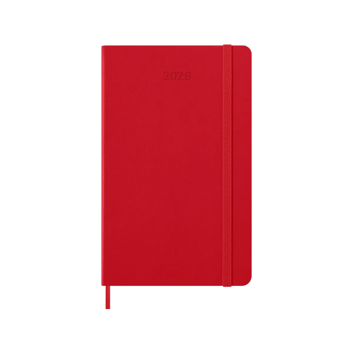 Moleskine DHF212DC3Y26 Agenda Diaria 2026 12 Meses Tapa Dura L (13x21 cm) Rojo con Goma Elástica