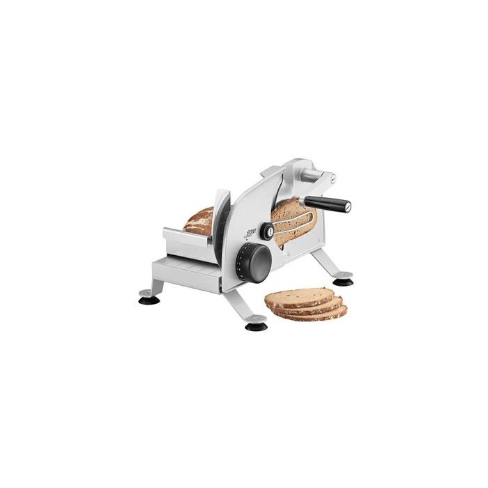 Ritter PODIO-3 Cortafiambres Manual con Hoja Dentada de 17 cm, Base Antideslizante, Acabado Plateado Metálico Ritter PODIO-3 Cortafiambres Manual con Hoja Dentada de 17 cm, Base Antideslizante, Acabado Plateado Metálico