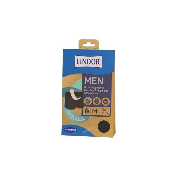 LINDOR Men Bóxer Absorbente Lavable Talla M + 5 Recambios