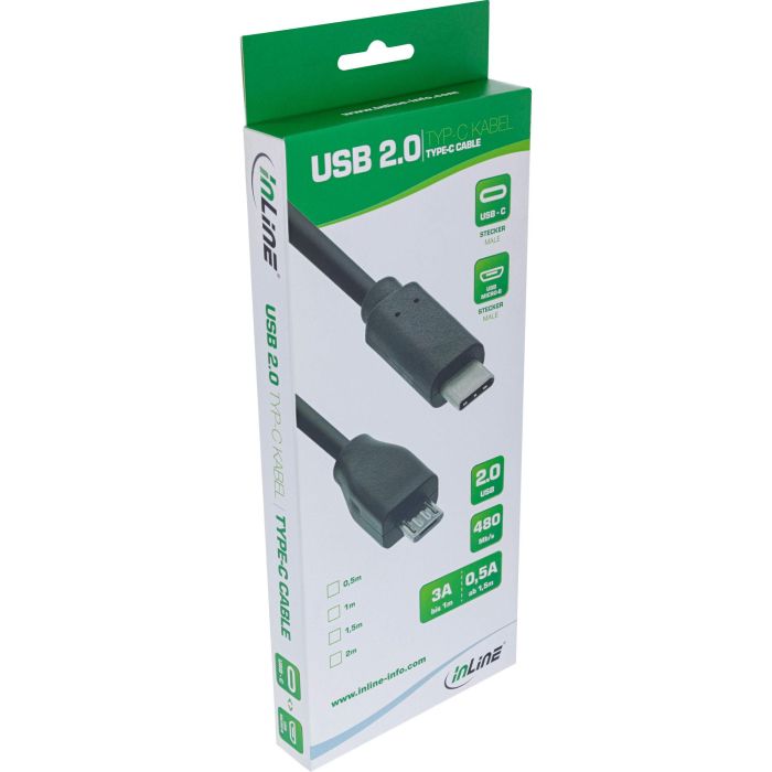 INLINE USB 2.0 Kabel Typ C Stecker an Micro-B Stecker schwarz 2m 1 INLINE USB 2.0 Kabel Typ C Stecker an Micro-B Stecker schwarz 2m 1