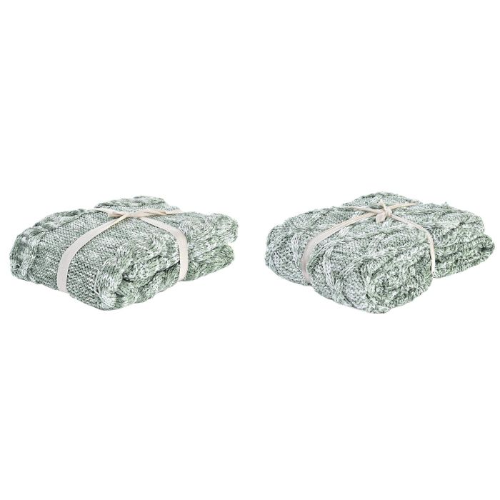 Plaid Alpino DKD Home Decor Verde 125 x 1 x 150 cm (2 Unidades)
