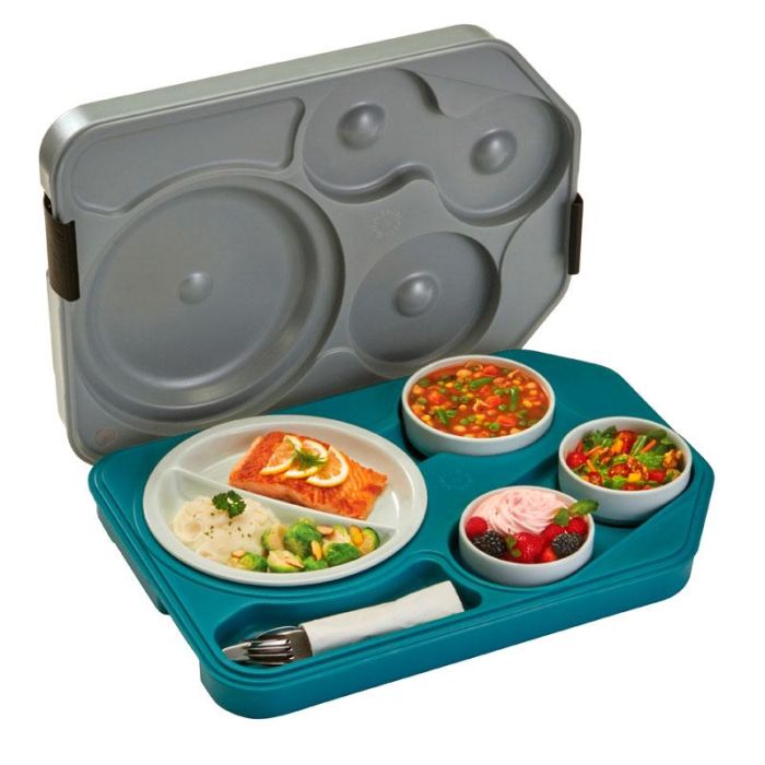 CAMBRO - ITPD3753T - Bandeja isotérmica hospitalaria con vajilla - 37 x 53 x 10,5 cm - Gris y azul