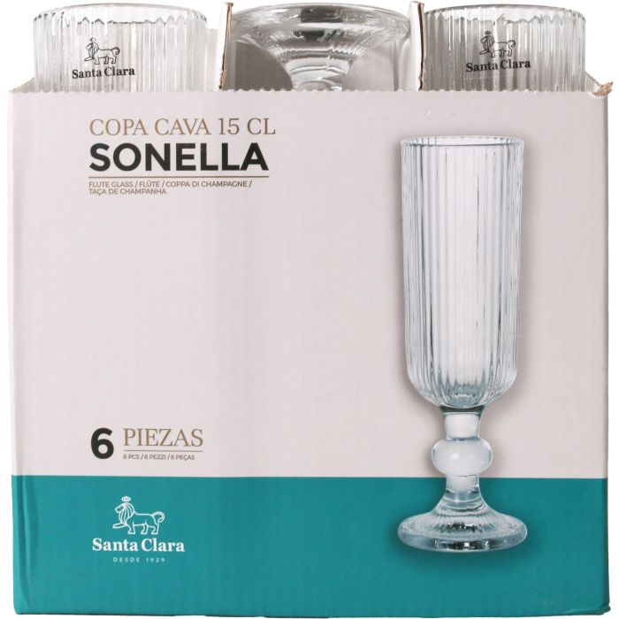 Santa Clara Copa de Champagne Sonella Transparente, 150 cc. Medidas: 5,5 cm de diámetro x 18,5 cm de alto. Peso: 324 g. (36 Unidades) 1