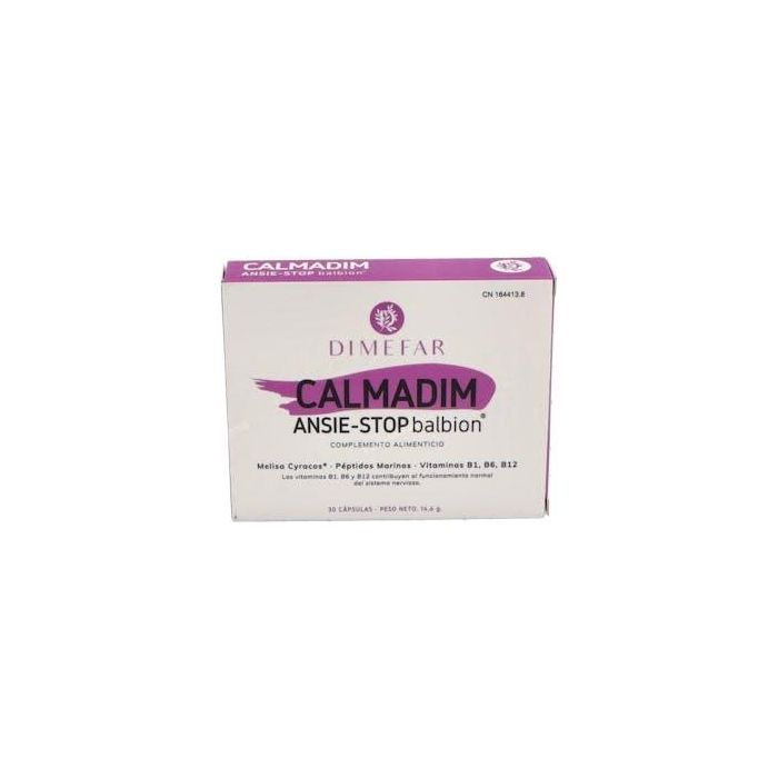 Dimefar Ansie-Stop Complemento con Melisa, Péptidos Marinos y Vitaminas B1, B6, B12 para Estrés 30 Cápsulas