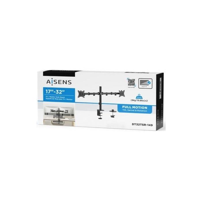 AISENS - SOPORTE DE MESA ECO GIRATORIO E INCLINABLE PARA 9KG (3 PIVOTES, 2 BRAZOS) DE 17-32, NEGRO 4 AISENS - SOPORTE DE MESA ECO GIRATORIO E INCLINABLE PARA 9KG (3 PIVOTES, 2 BRAZOS) DE 17-32, NEGRO 4