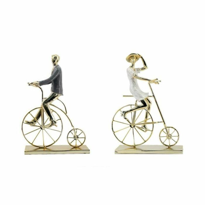 DKD Home Decor Figura Decorativa de Bicicleta Tradicional para el Hogar, Tono Dorado, Fabricada en Resina y Metal, 11 x 33.5 x 22.5 cm (Pack 2 Unidades)