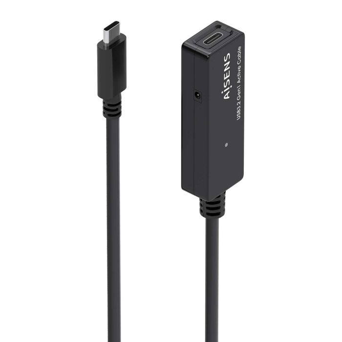 AISENS - CABLE USB 3.2 Gen1x1 PROLONGADOR CON AMPLIFICADOR, USB-C/M-USB-C/H, NEGRO, 5.0M