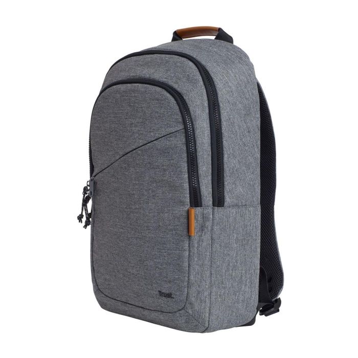 Trust 24981 Mochila Avana Portátil 16" Ecológica RPET 20L - Gris, Acolchada, Resistente a Golpes e Intemperie con Bolsillos 11