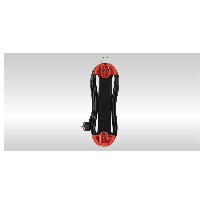 Bachmann 500.100 Enchufe Múltiple de Sobremesa con 5 Contactos Schutzkontakt (Schuko), Interruptor y Luz Indicadora, Cable de 5m, Color Rojo, para Uso Interior