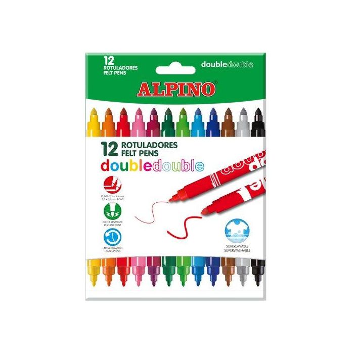 Alpino Rotuladores Double Doble Punta Fina-Gruesa Estuche De 10+2 C-Surtidos