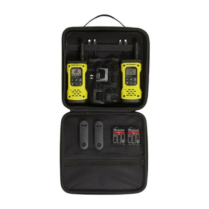 Motorola Walkie Talkie T92H2O Duo, Alcance Hasta 10Km, Resistente Agua IP67, Incluye Cargador y 2 Unidades, Color Negro y Amarillo, Modelo A9P00811YWCMAG