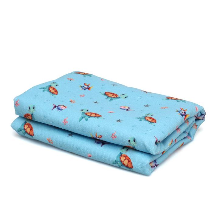 KioKids Toalla de Playa y Piscina Microfibra Tortugas Azul 75x150cm Suave Absorbente Secado Rápido con Bolsa para Bebé 1