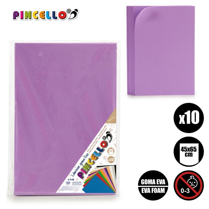 10 Láminas Goma Eva Violeta 45x65 cm - Pincello (12 Unidades) 3 10 Láminas Goma Eva Violeta 45x65 cm - Pincello (12 Unidades) 3