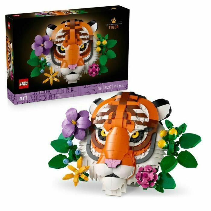 Lego Art 31217 Tigre Colección de Vida Silvestre Set para Adultos Decoración de Pared con Flores