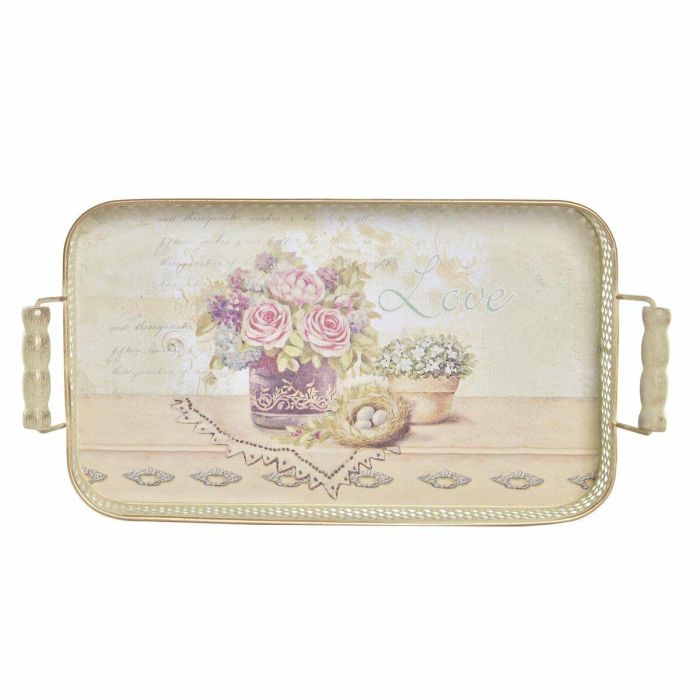 Bandeja Shabby DKD Home Decor Rosa 21 x 8 x 40 cm Set de 3 1