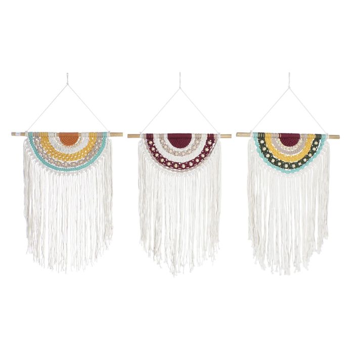 Decoracion Colgante Boho DKD Home Decor Multicolor Blanco 1 x 95 x 50 cm (6 Unidades)