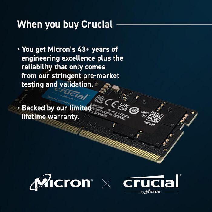Crucial CT32G56C46S5 Memoria RAM DDR5 de 32GB (1x32GB) 5600MHz SO-DIMM para Portátil 3 Crucial CT32G56C46S5 Memoria RAM DDR5 de 32GB (1x32GB) 5600MHz SO-DIMM para Portátil 3