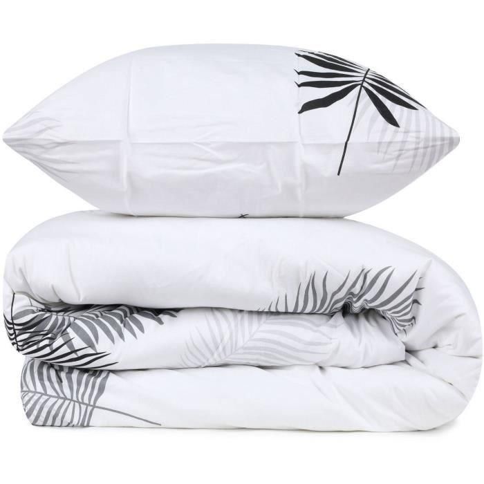 Juego de cama ASI8683743677702 - Funda nórdica 220x240 cm y 2 fundas de almohada 60x60 cm - 100% algodón reforzado gris 1