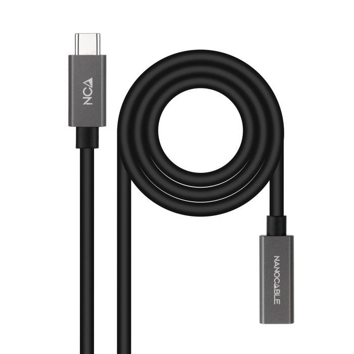 NANOCABLE Cable Prolongador USB-C 3.2 Gen2x2 20Gbps 3A, 4K/60Hz, USB-C/M-USB-C/H, Negro, 1 m