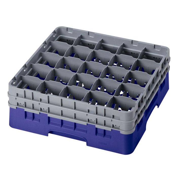 CAMBRO - 25S534-186 - Cesta de lavado 25 comp. 2 alturas - 8,7 cm Ø máx. - alt. máx. 14,9 cm - 50 x 50 x 18,4 cm - Azul marino