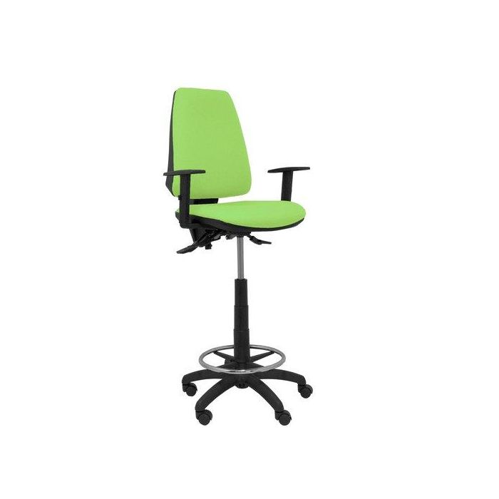 Taburete Piqueras Y Crespo Elche S Brazos Regulables Ergonomico Mecanismo Asincro Regulable En Altura Aro Reposapies Cromado Ruedas Nailon Asiento Y Respaldo Tapizados Bali Pistacho