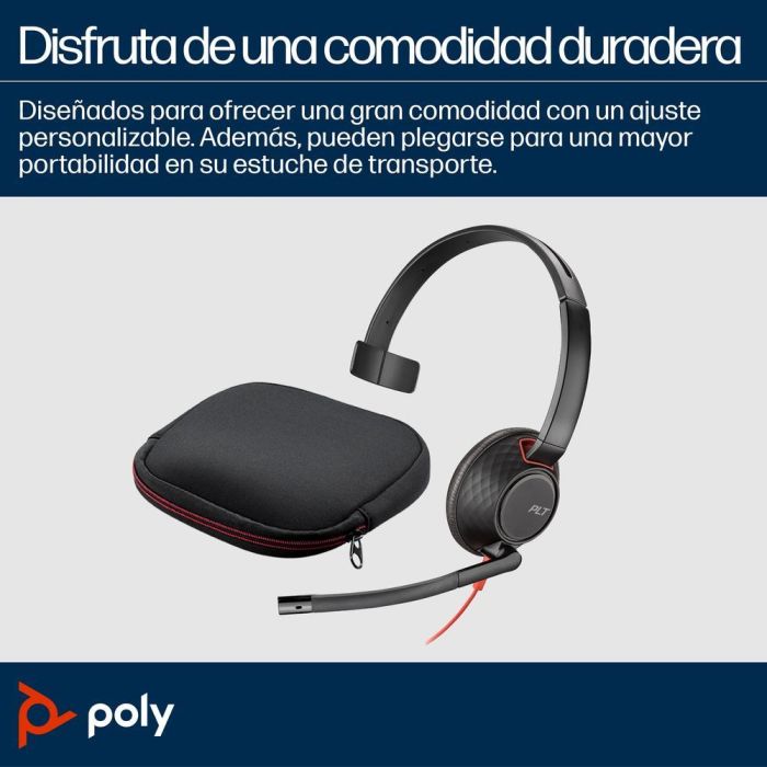 Poly Blackwire 5210 Auricular Monoauricular Cableado USB-C/Jack 3.5mm para Mac/Windows/Chromebook, Certificado Teams/UC 2