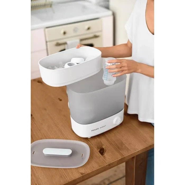 Philips Avent SCF291/00 Esterilizador Electrónico 4 en 1 + Cesto para Platos - Blanco