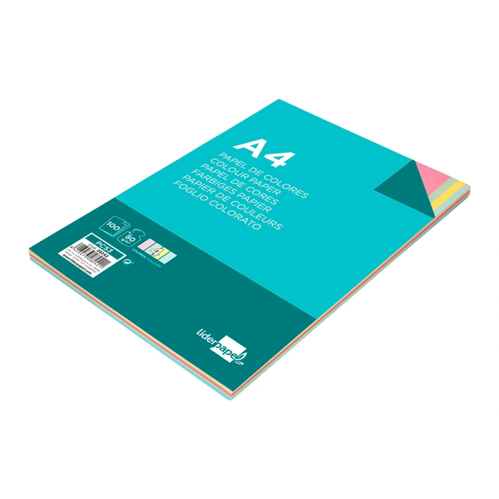 Liderpapel Papel Color A4 80gr Paquete 100 Hojas 4 Colores Surtidos 5