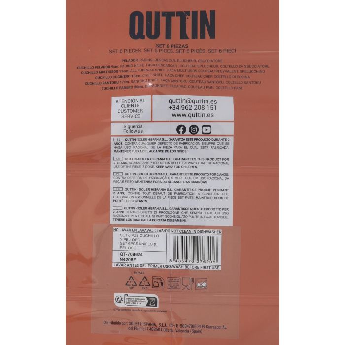 Set de 6 cuchillos y peladores Nero - Quttin (4 Cajas) 2 Set de 6 cuchillos y peladores Nero - Quttin (4 Cajas) 2