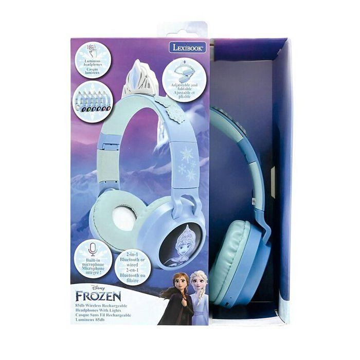 Auriculares plegables con luz Bluetooth y cable con diseño de tiara del universo Frozen con limitación de