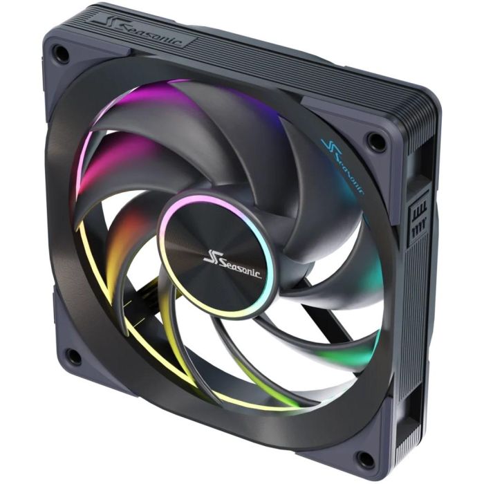 Seasonic MagFlow 1225PWM ARGB Ventilador para PC 120mm, 2000 RPM, Negro - Kit 1-Fan 3