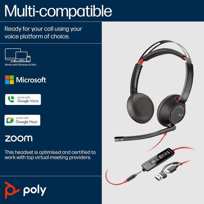Poly Poly Blackwire C5220 USB-C Headset +Inline Cable (Bulk) 4 Poly Poly Blackwire C5220 USB-C Headset +Inline Cable (Bulk) 4