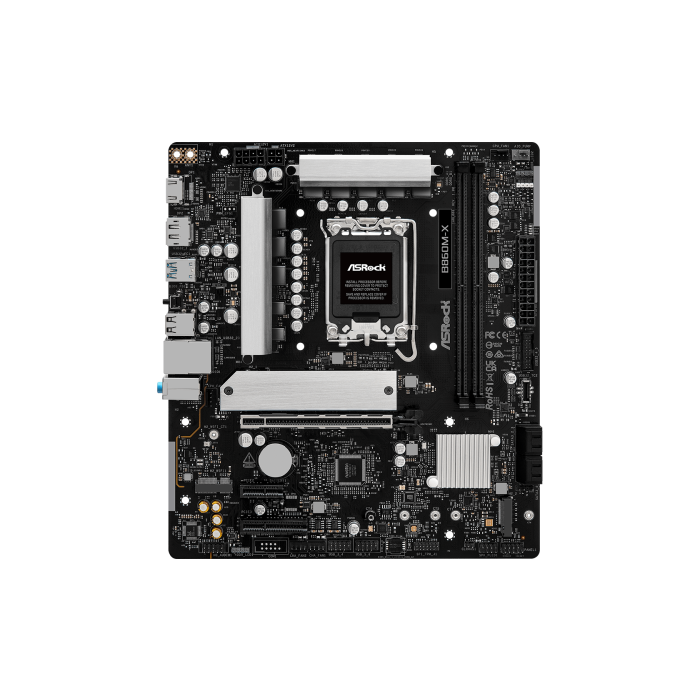 ASRock Placa Base B860M-X para Intel Core Ultra (Series 2), Socket LGA 1851, Chipset Intel B860, DDR5, M.2, SATA III, 2.5Gb Ethernet, Micro ATX 1