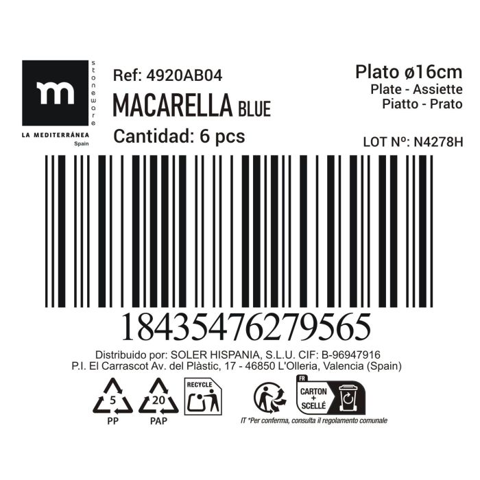 Plato Macarella Blue 16 cm - Inde (24 Unidades) 2 Plato Macarella Blue 16 cm - Inde (24 Unidades) 2