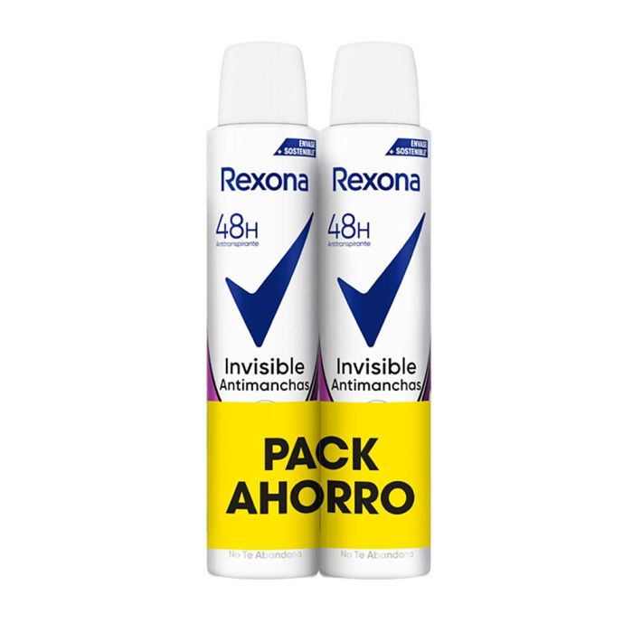 Rexona Desodorante Spray Invisible Antimanchas 48h, 200 ml Pack 2 Unidades