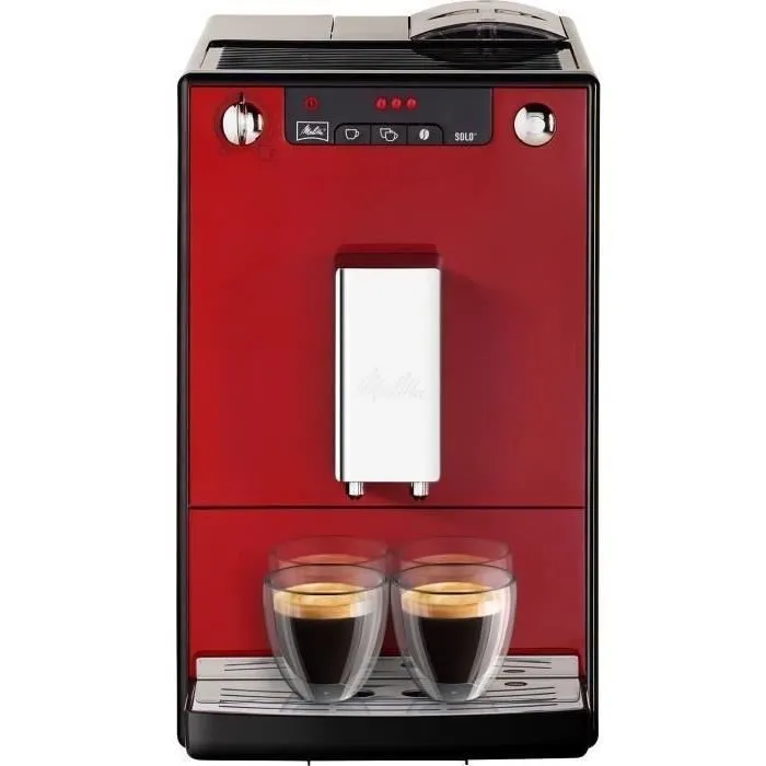 Melitta E950-104 Cafetera Espresso Automática con Molinillo Caffeo Solo, Roja, 15 Bares, Intensidad Regulable 1