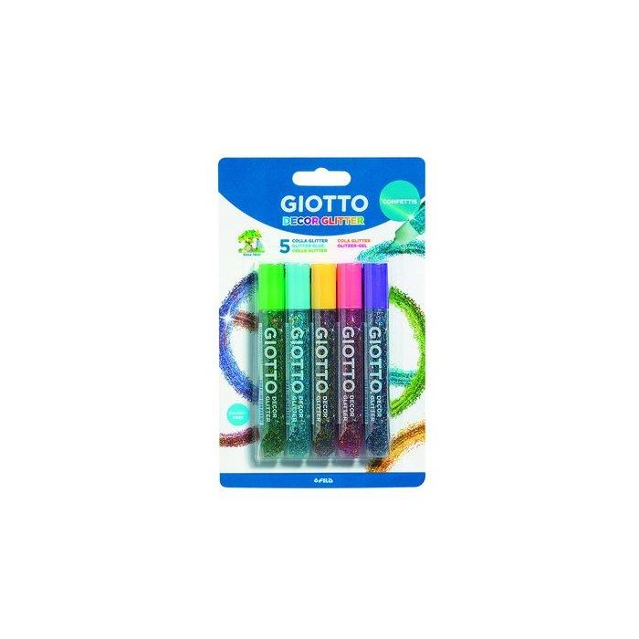 Cola Glitter Glue Giotto Lapiz Confetis 5X10,5Ml/G (Set de 12)