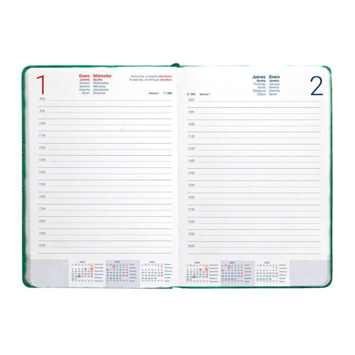 Agenda Encuadernada Liderpapel Saria A5 2025 Dia Pagina Color Verde Papel 70 gr 9