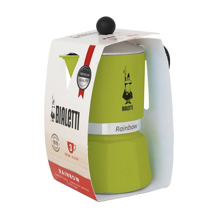 Bialetti Cafetera italiana Rainbow 3 tazas Verde Negro Aluminio CE 3