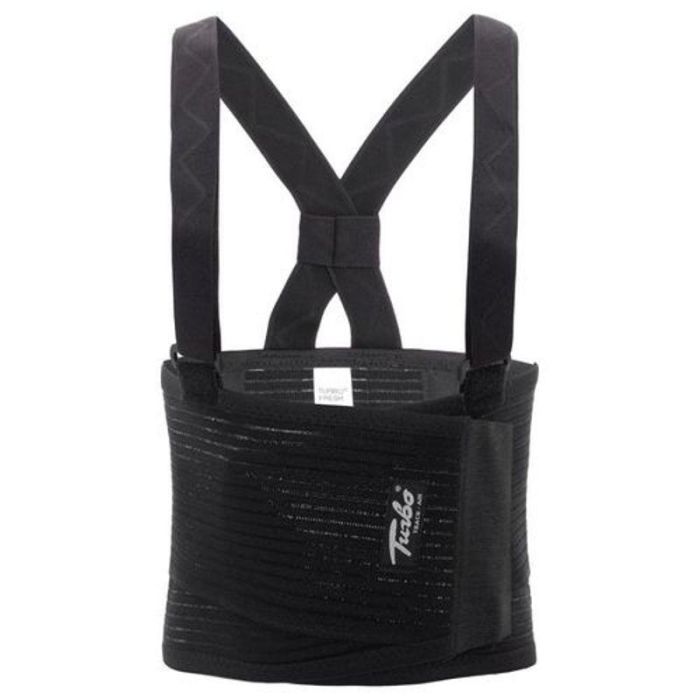 Turbo REF. 843 Faja Lumbar Rígida con Tirantes, Varillas Dorsales y Cierre Ajustable, Talla Única Negra para Dolores Lumbares
