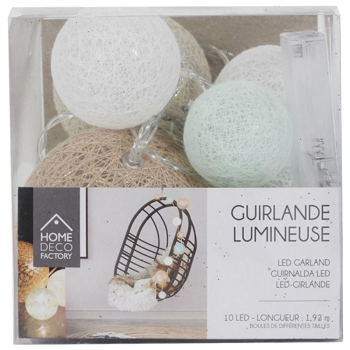 Home Deco Factory Guirnalda Luz 10 Led Azul/Beig, Decoración de Ambiente con Bolas, 192cm 1