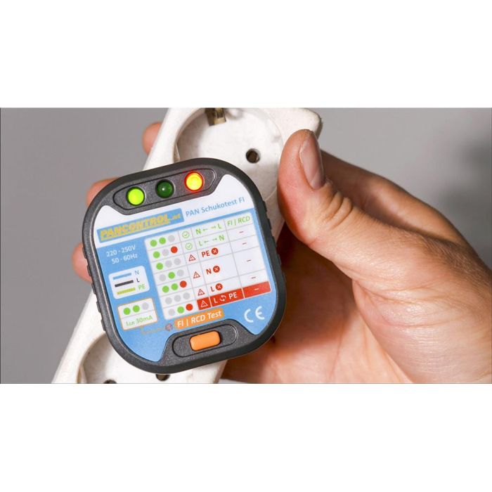 Pancontrol Probador de Tomas Schuko Ftest FI Pancontrol, Indicador LED Cableado, No Requiere Batería, 220V-250V CA 3