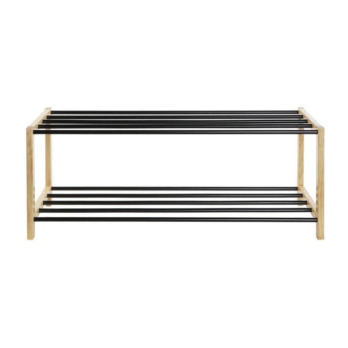 DKD Home Decor Zapatero Básicos Mueble Organizador de Pino y Acero Negro Natural Desmontable - Ancho 80 x Fondo 31 x Alto 32 cm 1 DKD Home Decor Zapatero Básicos Mueble Organizador de Pino y Acero Negro Natural Desmontable - Ancho 80 x Fondo 31 x Alto 32 cm 1