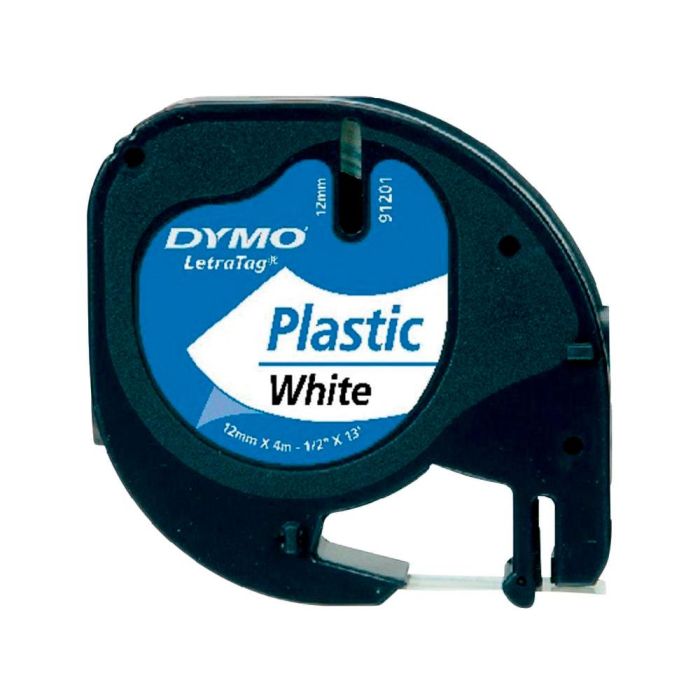 Dymo Cinta 91201, Negro Sobre Blanco, De 12 mmx4M, De Plástico. Rotuladora Letratag 1