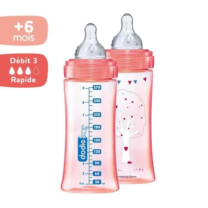 DODIE Lote de 2 botellas anticólicos Iniciación + - 330ml - BAILARIN ROSA - tetinas redondas 3 velocidades de flujo 3 2 DODIE Lote de 2 botellas anticólicos Iniciación + - 330ml - BAILARIN ROSA - tetinas redondas 3 velocidades de flujo 3 2
